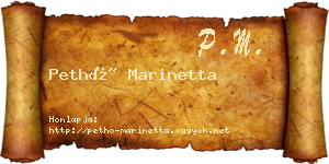 Pethő Marinetta névjegykártya